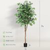DR.Planzen 5 feet Artificial Ficus Tree, Tall Lifelike Greenery with Natural Wood Trunk for Living Room, office floor and corner decor