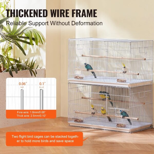 KFFKFF Avian Habitat, 18 inches, Compact Parakeet Enclosure, Robust Metallic Bird Mobility Enclosure, Portable Aviary with 2 Roosts & 2 Nourishment Bowls, Canary, Lovebird, White