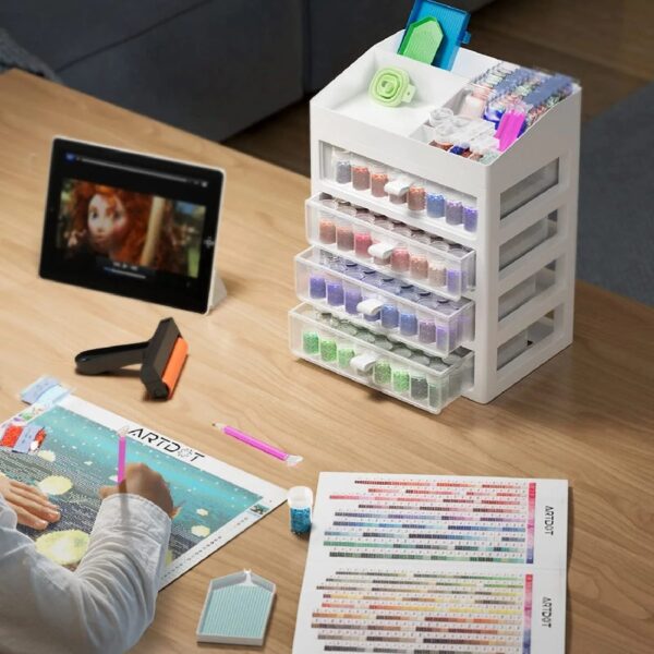ARTDOT Diamond Art Beads Storage Organizer Box for Diamond Painting Drill 96 Jars