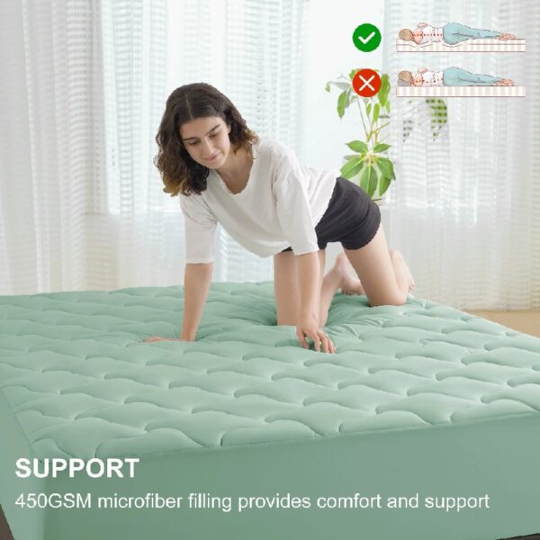 Queen Mattress Pad, Quilted Fitted Mattress Topper Protector, Cooling Breathable Bed Cover with 8-21