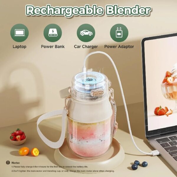 Portable Blender, BPA Free 27oz Personal Blender for Smoothies and Shakes, Juicer Blender (White)