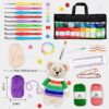 113 Piece Crochet with Yarn Set–1600 Yards Assorted Yarn 73PCS Crochet Accessories Set Including Ergonomic Hooks, Knitting Needles & More Ideal Beginner Kit