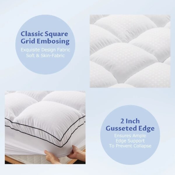 Extra Thick Queen Mattress Topper, Cooling Mattress Pad Cover, 2