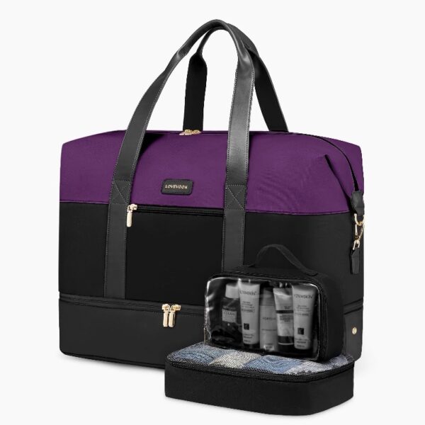 Travel Duffel Bag for Women, Large Weekender Overnight Bag, Carry-on Gym Bag with Separate Shoes Compartment, Mom Hospital Bags for Labor and Delivery with 2 Packing Cubes