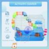 Spaco 2-Level Hamster Cage Rodent Gerbil House Mouse Mice Rat Habitat Metal Wire with Exercise Wheel, Play Tubes, Water Bottle, Food Dishes, Blue