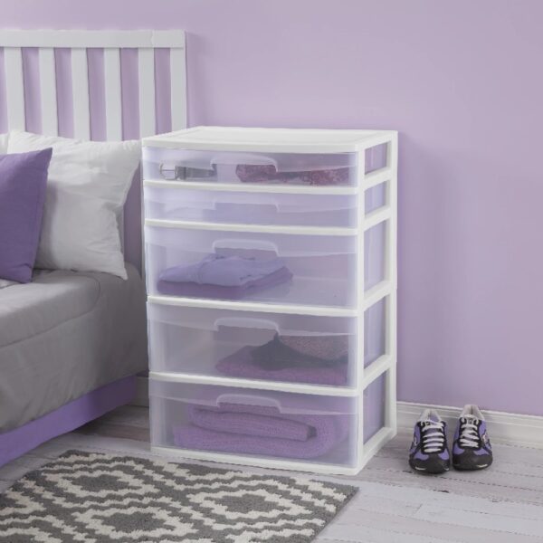 5 Drawer Wide Tower Black