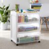 3 Drawer Wide Storage Cart, Gray