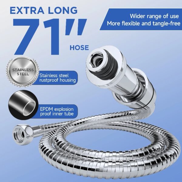 12 Inch Coverage High Pressure Rain Shower Head Combo with Adjustable Extension Arm, Wide Rainfall & 5 Modes Handheld Showerhead, Dual Anti-Clog Nozzles for Ultimate Experience, Silver Chrome