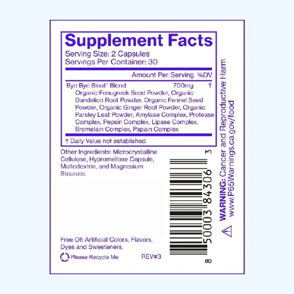 Bye Bye Bloat, Debloating Capsules, 60ct