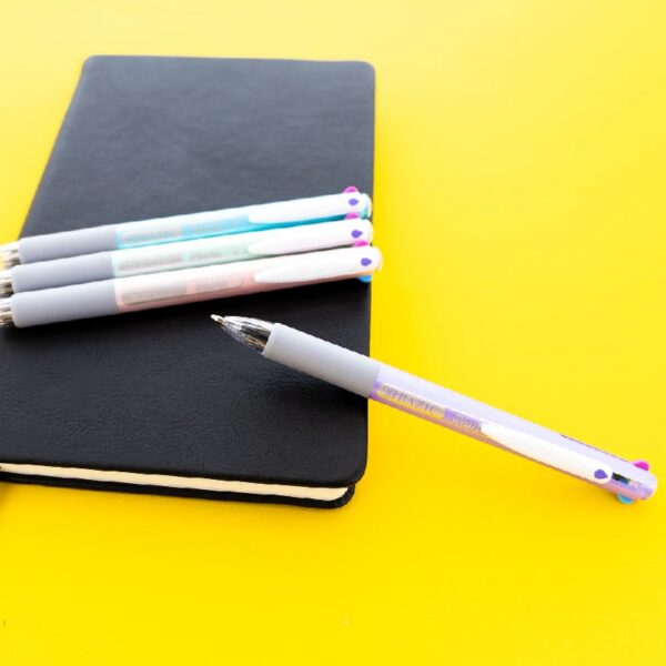 BAZIC 2-In-1 Mechanical Pencil & 4-Fashion Color Pen with Grip, 1.0 mm Bold Point, HB Pencil Lead, 24-Pack