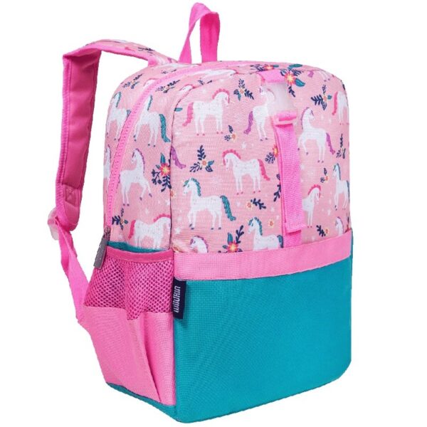 Wildkin Kids Pack-It-All 15 Inch School & Travel Backpack in Pink for Girls, Front strap for attaching Wildkin's Clip-in Lunchbox, Generously sized exterior front pocket (Mermaid Undercover)