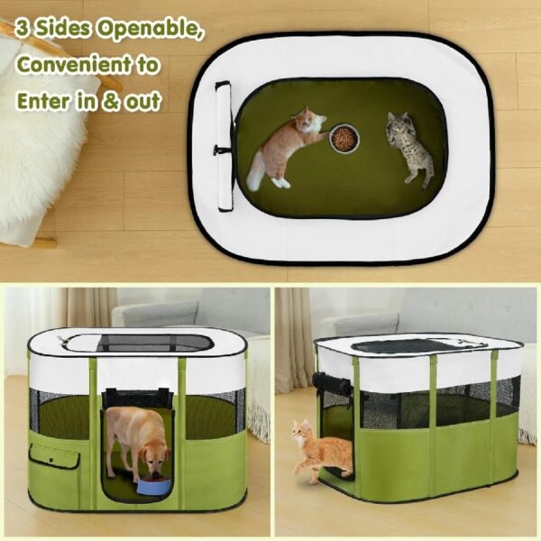ed078615ef6c4fcdbe64b329015ac314 Portable Pet Playpen, 600D Oxford Foldable Dog Play Tent Kennel Crate for Indoor Outdoor Travel Camping, Come with Free Carrying Case&Folding Bowl, Great for Puppy Cat Bunny, Green L