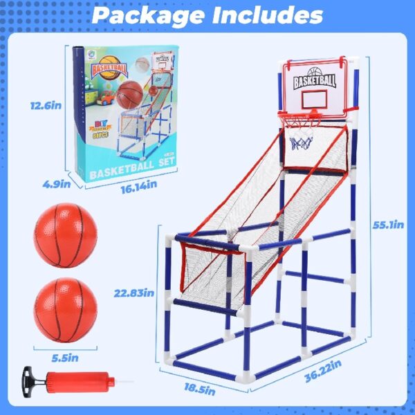 Kids Arcade Basketball Game, Indoor/Outdoor Basketball Hoop With 4 Balls, Basketball Game Toys Gifts for Boys and Girls (Blue)