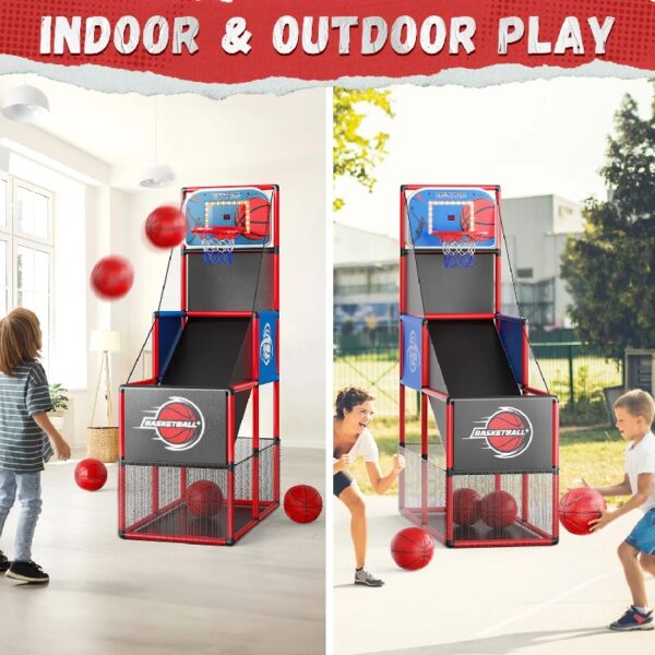 Kids Arcade Basketball Game, Indoor/Outdoor Basketball Hoop With 4 Balls, Basketball Game Toys Gifts for Boys and Girls (Blue)