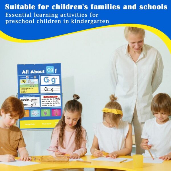 ed7dacced0d545d7acdfb32a0127348d 2pcs Alphabet Learning Pocket Chart, Circle Time Learning Center Alphabet Flash Cards ABC Wall Chart Letter Game for Toddler Kids Homeschool Supplies Preschool Kindergarten Classroom Must Haves