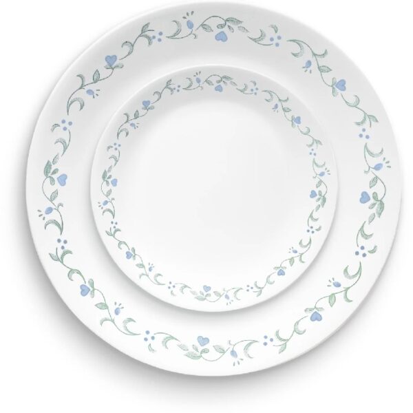 Country Cottage, White and Green Round 12-Piece Dinnerware Set