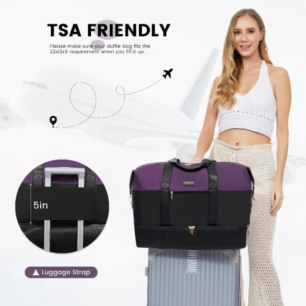 Travel Duffel Bag for Women, Large Weekender Overnight Bag, Carry-on Gym Bag with Separate Shoes Compartment, Mom Hospital Bags for Labor and Delivery with 2 Packing Cubes