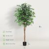 DR.Planzen 5 feet Artificial Ficus Tree, Tall Lifelike Greenery with Natural Wood Trunk for Living Room, office floor and corner decor