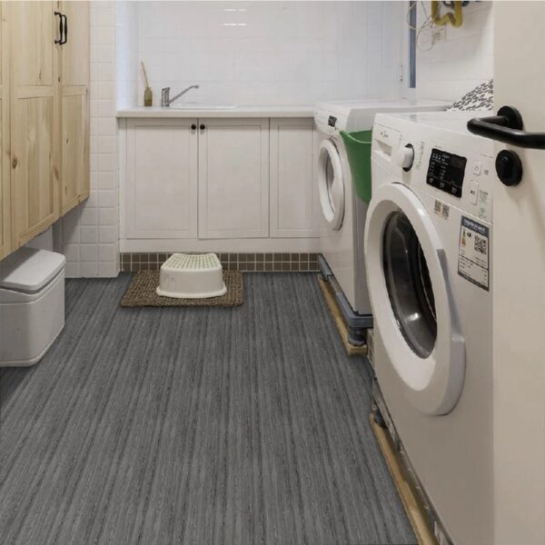 23.6-in x 196.8-in Vinyl Flooring Gark Gray Peel and Stick Roll Self Adhesive Vinyl Floor Wood Plank Flooring Wood Grain Floor