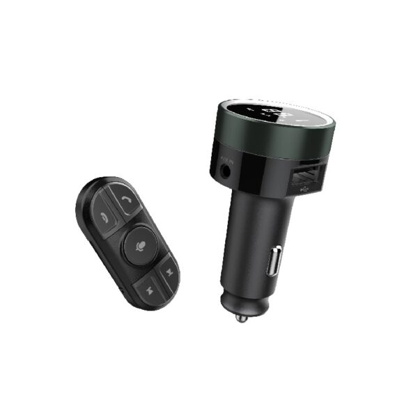 Bluetooth FM Transmitter via Remote Control & USB Compatible with Smartphone,3.2x1.4x1.4' 85g