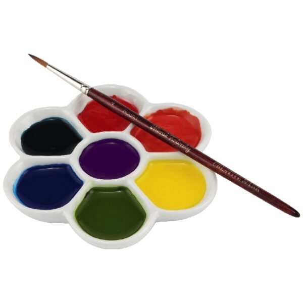 Creative Mark Glazed Stacking Style Nesting Palettes Porcelain Paint Palette Tray for Watercolor, Gouache, Color-Mixing - Paint Tray for Kids and Adults - 1 Pack