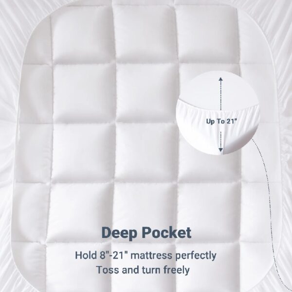 Queen Size Mattress Topper,400TC 100%Cotton Cooling Mattress Pad Cover Extra Thick Alternative Fill Pillow Top Cooling Bed Topper and Hotel Mattress Protector