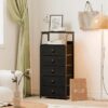 Nightstand,Vertical Dresser with Fabric Chest of Drawers & Storage for Bedroom,Living Room,White