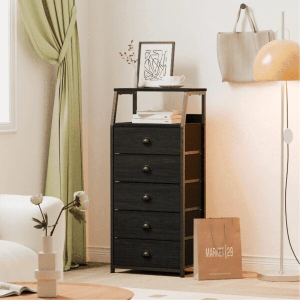 Nightstand,Vertical Dresser with Fabric Chest of Drawers & Storage for Bedroom,Living Room,White