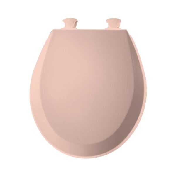 Round Enameled Wood Toilet Seat in White with Easy·Clean Hinge