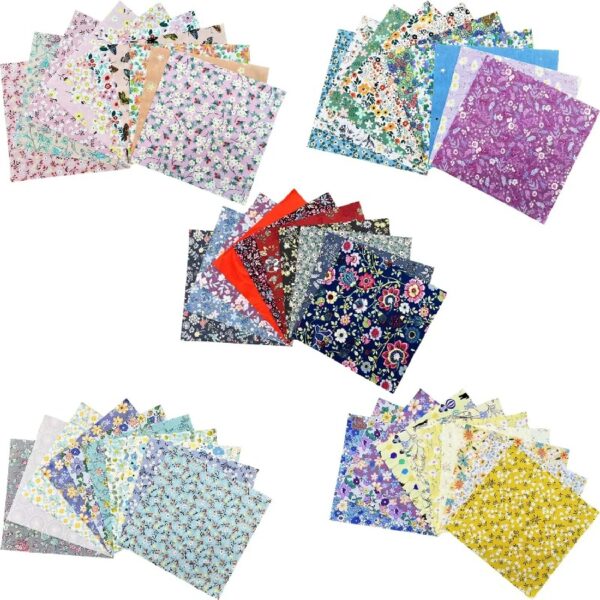 f03253ff0d914da2a532b32b00f6457a 50PCS 10 x 10 inch Floral 100% Cotton Fat Quarters Fabric for Sewing and Quilting Bundles Precut Fabric Square for DIY Craft Patchwork
