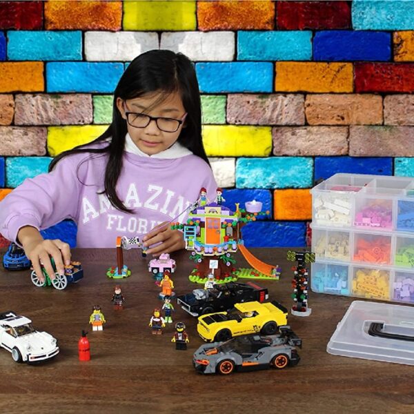 Toy Organizer With 18 Adjustable Compartments Compatible with Calico Critter, Hot Wheels, Lego Storage Organizer