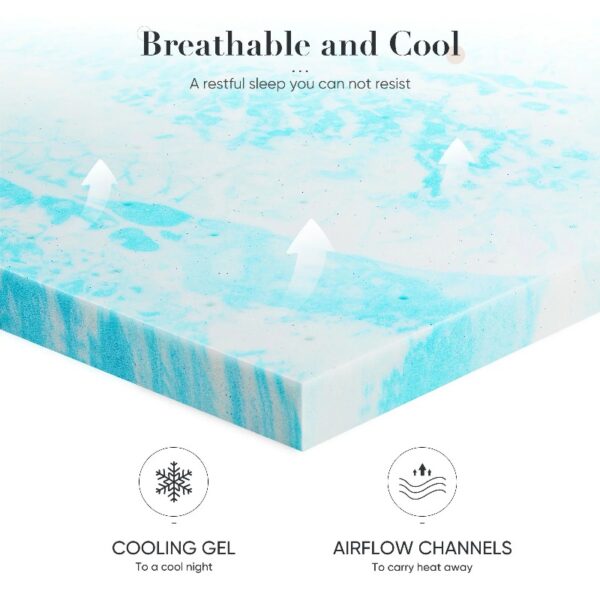 2-Inch Memory Foam Mattress Topper with Cooling Gel, CertiPUR-US Certified, Pressure Relief & Breathable Comfort Bed Topper, Full Size