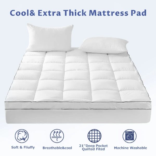 Extra Thick Queen Mattress Topper, Cooling Mattress Pad Cover, 2