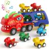 Construction Toddler Truck Toys for 3 4 5 6 Year Old Boys 5-in-1 Friction Power Vehicle Car Toy for Toddlers 1-3 Carrier Truck Toys for Kids 3-5 Christmas Birthday Gifts for Girls Age 3-9