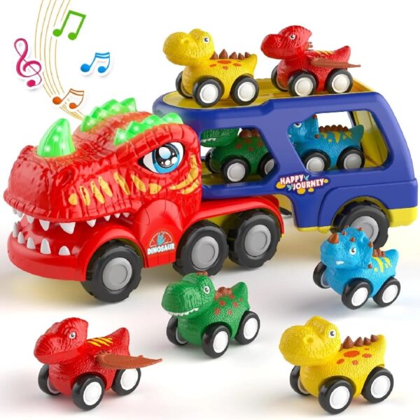 Construction Toddler Truck Toys for 3 4 5 6 Year Old Boys 5-in-1 Friction Power Vehicle Car Toy for Toddlers 1-3 Carrier Truck Toys for Kids 3-5 Christmas Birthday Gifts for Girls Age 3-9