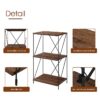 No Tools 3-Tier Bookcase ,Walnut Brown Wooden Small Book Shelf with Metal Frame For Small Spaces , Home Office