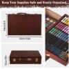 KINSPORY 168Pcs Drawing Painting Set, Deluxe Wooden Art Case, Gift for Artist Kids Adults(Brown)