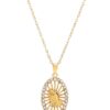 Brilliance Fine Jewelry Praying Hands 18K Gold Over Sterling Silver Oval Pendant With Crystals, 18