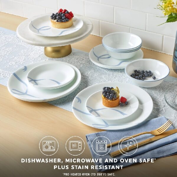 Blue Ribbons 12-Piece Glass Dinnerware Set (Service for 4)