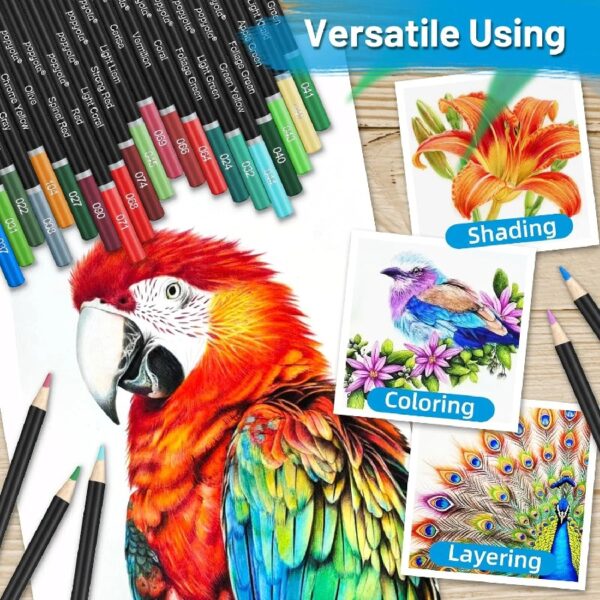 Vigorfun 136-Pack Black Colored Pencils Set with Art Supplies（Black）