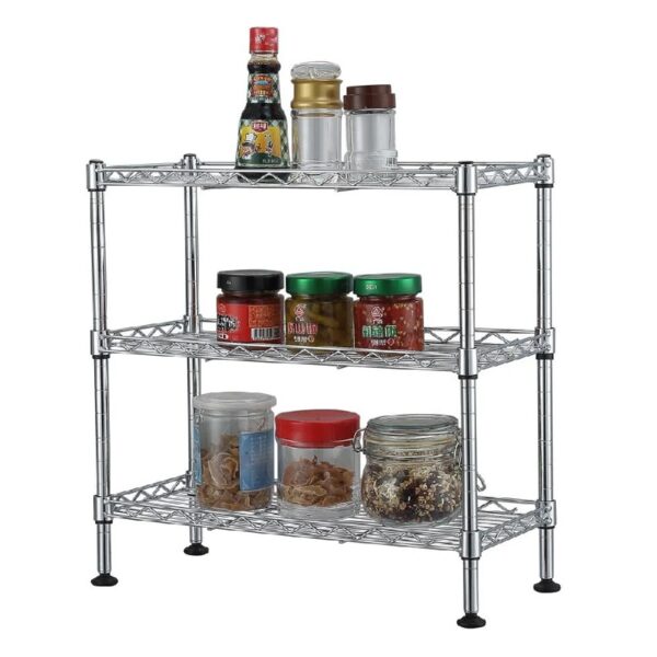 3 Tier Spice Storage Rack, Metal Wire Kitchen Shelving Unit ,18'' L x 8'' W x 18'' H