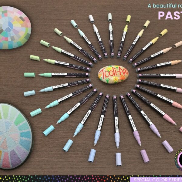 Tooli-Art Pastel Acrylic Paint Pens Multicolor Special Color Series Marker Set with 0.7mm Extra Fine Tip Set of 24