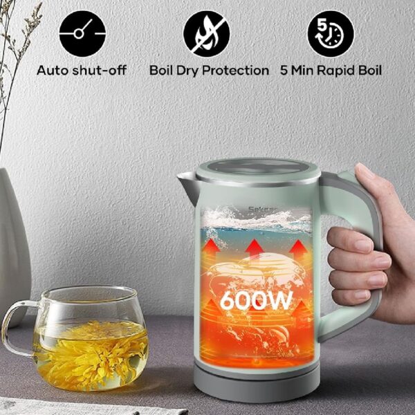 Travel Electric Tea Kettle with Auto Shut-Off & Boil Dry Protection, 304 Stainless Steel Mini Portable Water Boiler, 0.8 L Fast Heating Coffee Kettle, Perfect Holiday Gifts Black