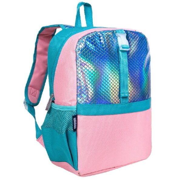 Wildkin Kids Pack-It-All 15 Inch School & Travel Backpack in Pink for Girls, Front strap for attaching Wildkin's Clip-in Lunchbox, Generously sized exterior front pocket (Mermaid Undercover)