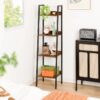 Ladder Shelf, 4-Tier Corner Bookshelf for Living Room, Balcony, Home Office, Bookcase Storage & Display Shelf, Rustic Brown