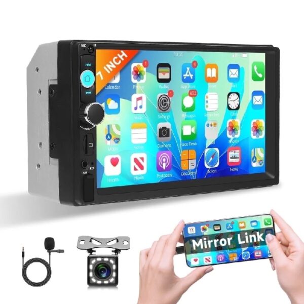 7 Inch Dual Din Car Stereo MP5 Multimedia Player with Bluetooth FM Radio Rearview Camera and Screen Mirroring Support