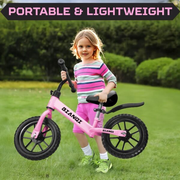 Kid Balance Bike, 12'' Toddlers Training Bicycle for 2-5 Years Old Boys Girls, Lightweight with Lighting up Wheels, Bule