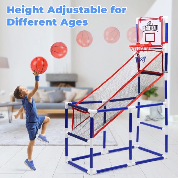 Kids Arcade Basketball Game, Indoor/Outdoor Basketball Hoop With 4 Balls, Basketball Game Toys Gifts for Boys and Girls (Blue)