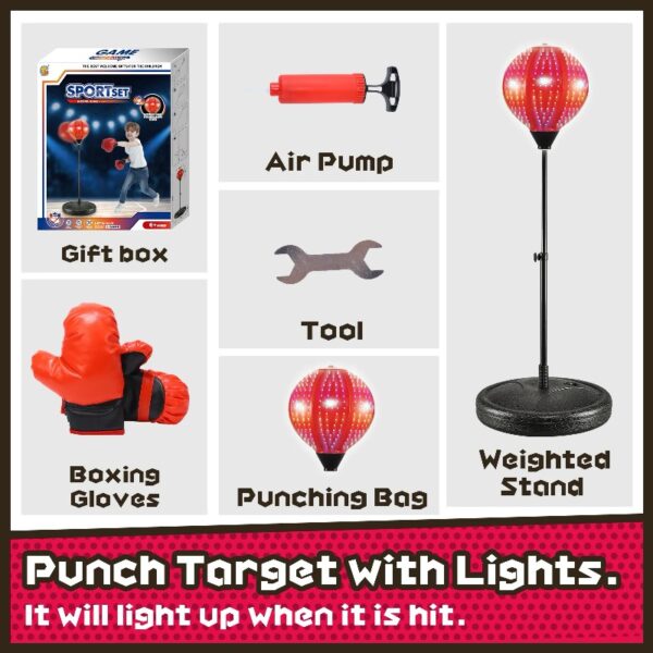 Punching Bag with Boxing Gloves Boxing Bag for Kids Boxing Toy with Adjustable Stand for Boys and Girls Color Black and Red
