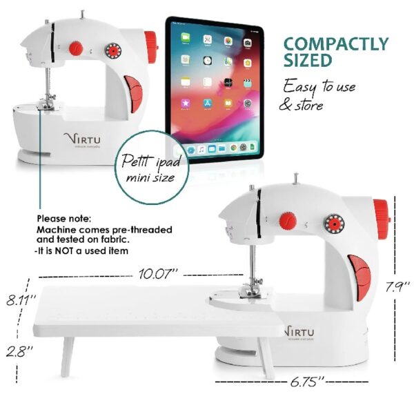 Virtu 122 PC Mini Portable Sewing Machine for Beginner Kids and Adults, Ballet Pink